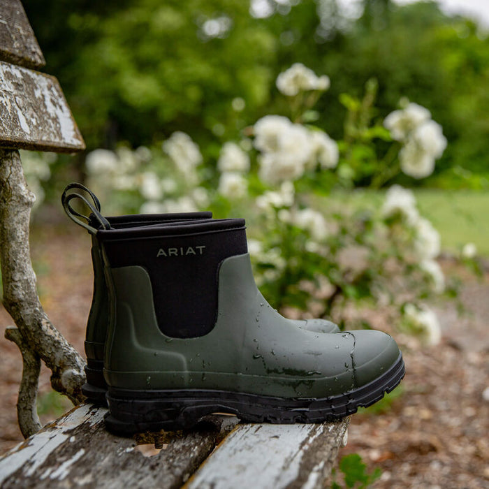 (Ariat) Kelmarsh Short Rubber Wellington Boots - Dark Olive (Women's)