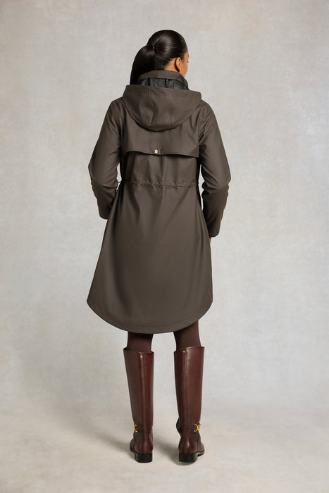 (Holland Cooper) Chartwell Waterproof Rain Parka - Chocolate (Women's)