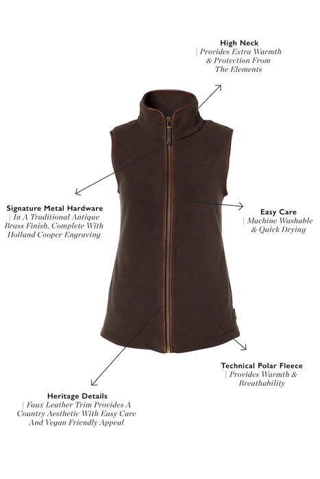 (Holland Cooper) Country Fleece Gilet - Chocolate (Women's)