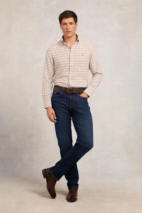 (Holland Cooper) Classic Button Down Shirt - Cheltenham Camel Check (Men's)