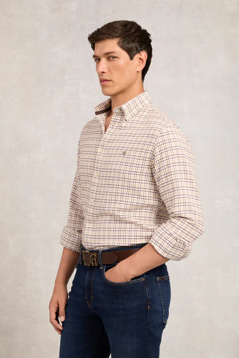 (Holland Cooper) Classic Button Down Shirt - Cheltenham Camel Check (Men's)