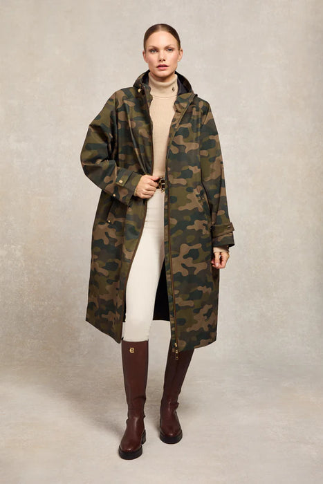 (Holland Cooper) One Size Waterproof Coat -  Camo (Women's)