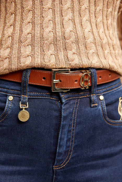 (Holland Cooper) HC Logo Slim Belt - Tan (Women's)
