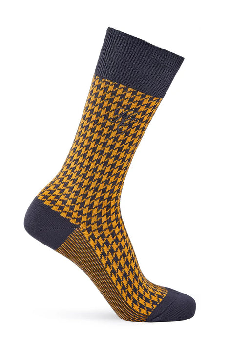 (Holland Cooper) Men's Sock Gift - Chocolate Houndstooth (Men's)