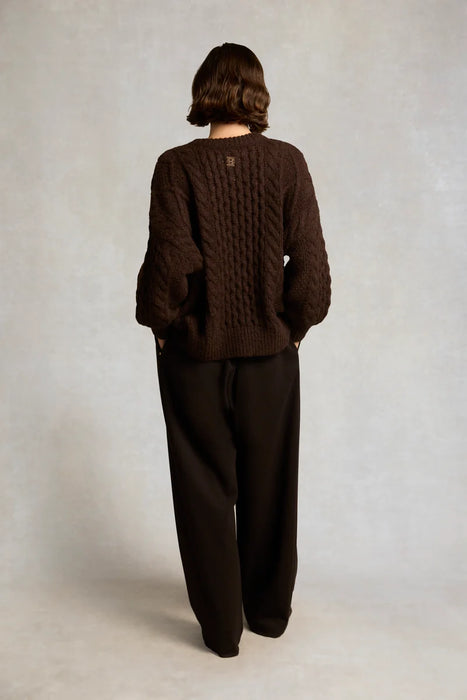 (Holland Cooper) Buxton Crew Neck Knit - Chocolate (Women's)