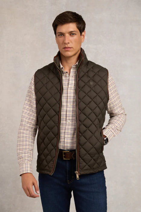 (Holland Cooper) Country Quilted Gilet - Khaki (Men's)