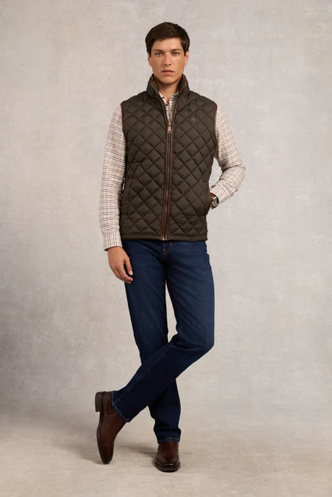 (Holland Cooper) Country Quilted Gilet - Khaki (Men's)