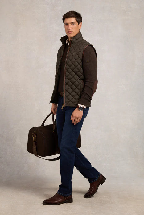 (Holland Cooper) Country Quilted Gilet - Khaki (Men's)