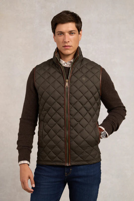 (Holland Cooper) Country Quilted Gilet - Khaki (Men's)