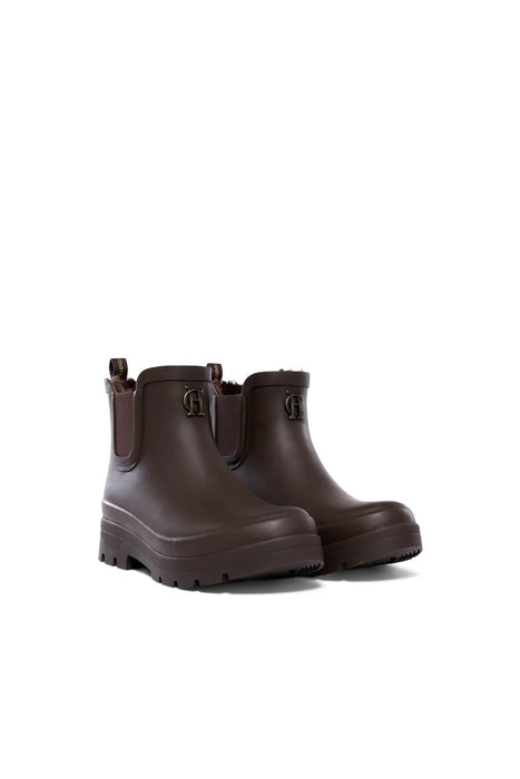 (Holland Cooper) Sherpa Lined Chunky Chelsea Wellington Boots - Chocolate (Women's)