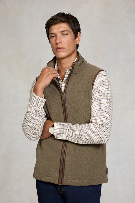 (Holland Cooper) Country Fleece Gilet - Dusty Khaki (Men's)