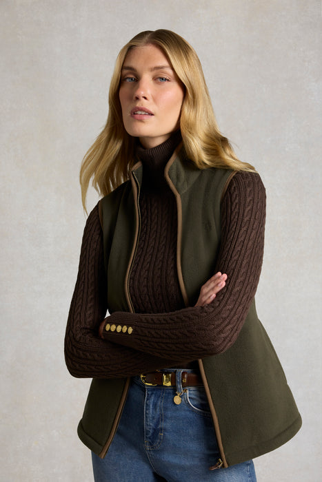 (Holland Cooper) Country Fleece Gilet - Khaki Canvas (Women's)
