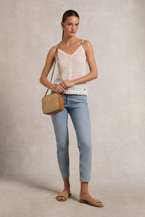 (Holland Cooper) Soho Quilted Camera Bag - Tan Raffia (Women's)