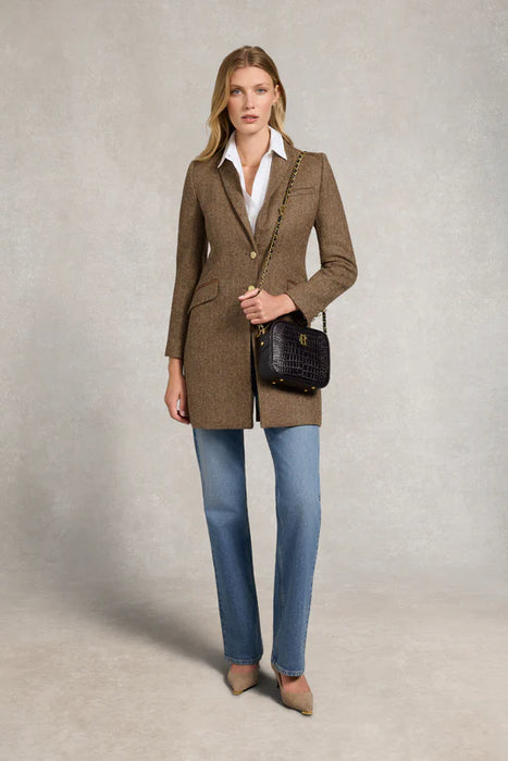 (Holland Cooper) Soho Camera Bag - Choc Croc (Women's)