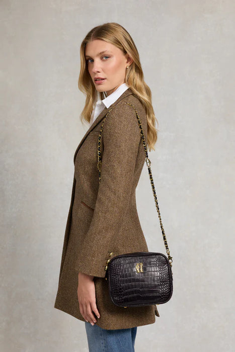 (Holland Cooper) Soho Camera Bag - Choc Croc (Women's)