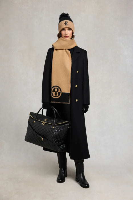 (Holland Cooper) Jacquard Scarf - Camel Black (Women's)