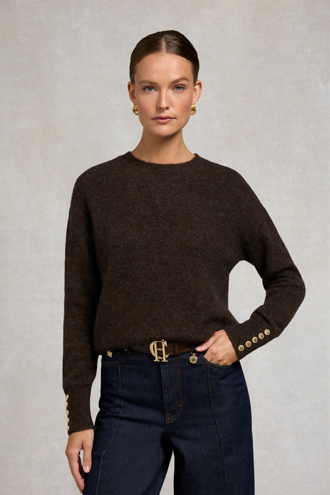 (Holland Cooper) Tori Crew Neck Knit - Chocolate (Women's)