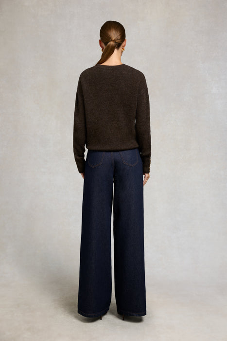 (Holland Cooper) Tori Crew Neck Knit - Chocolate (Women's)
