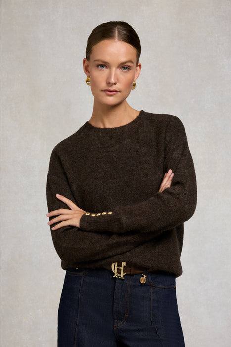 (Holland Cooper) Tori Crew Neck Knit - Chocolate (Women's)