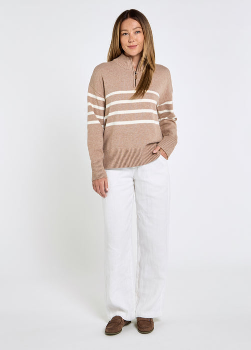 (Dubarry) Fonthill Zip Neck Sweater - Taupe (Women's)
