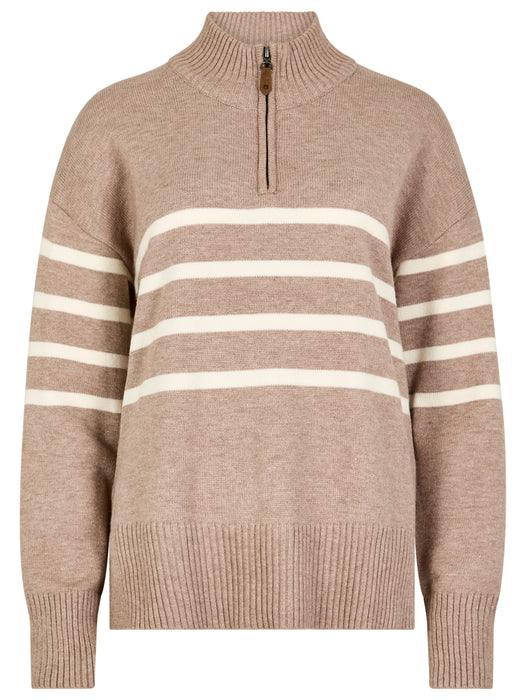 (Dubarry) Fonthill Zip Neck Sweater - Taupe (Women's)