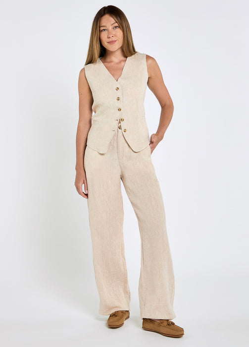 (Dubarry) Killaloe Tailored Linen Waistcoat - Oatmeal (Women's)