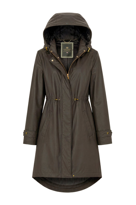 (Holland Cooper) Chartwell Waterproof Rain Parka - Chocolate (Women's)