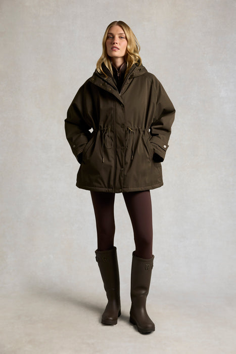 (Holland Cooper) One-Size Waterproof Parka - Olive Brown (Women's)