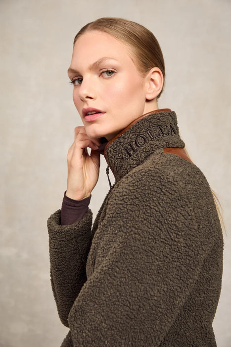 (Holland Cooper) Country Quarter Zip Fleece - Khaki Borg (Women's)