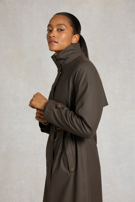 (Holland Cooper) Chartwell Waterproof Rain Parka - Chocolate (Women's)