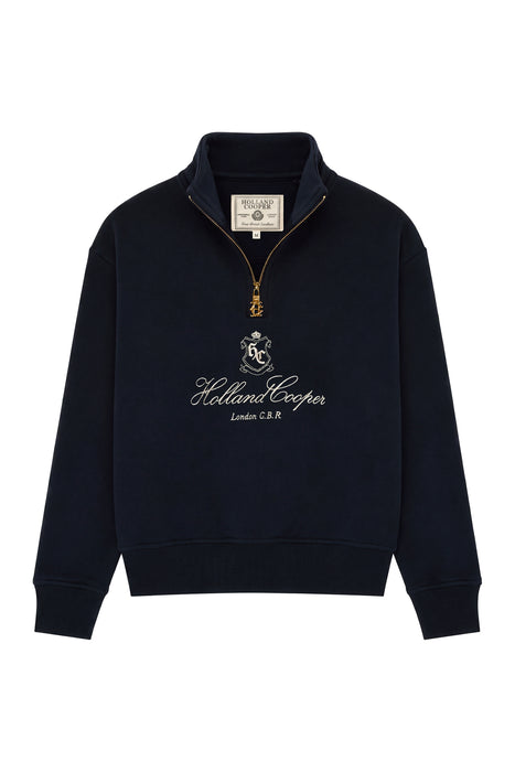 (Holland Cooper) Essential Relaxed Quarter Zip Sweat - Ink Navy (Women's)