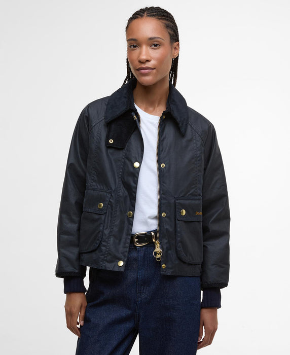 (Barbour) Cropped Beadnell Wax Jacket - Navy Classic (Women's)