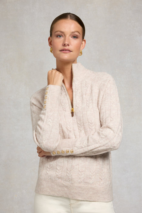 (Holland Cooper) Bridget Quarter Zip Knit - Barley (Women's)