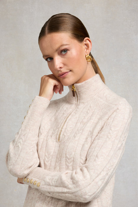 (Holland Cooper) Bridget Quarter Zip Knit - Barley (Women's)