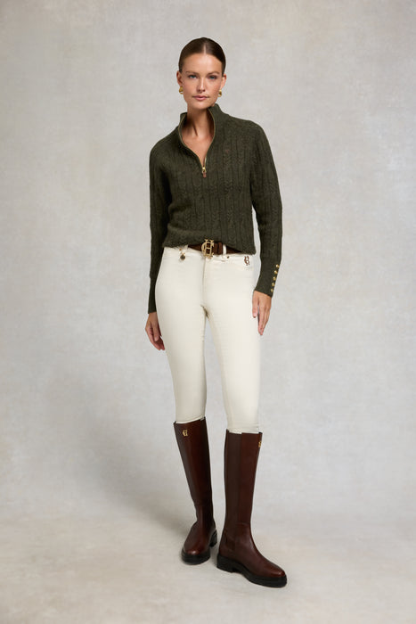 (Holland Cooper) Bridget Quarter Zip Knit - Forest Green (Women's)