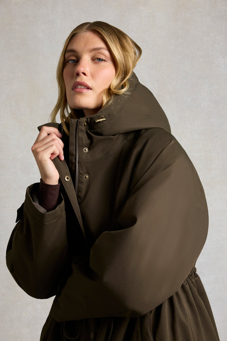 (Holland Cooper) One-Size Waterproof Parka - Olive Brown (Women's)