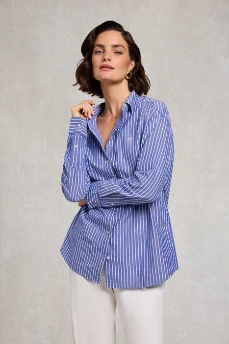 (Holland Cooper) Athena Shirt - Dusty Blue Stripe (Women's)
