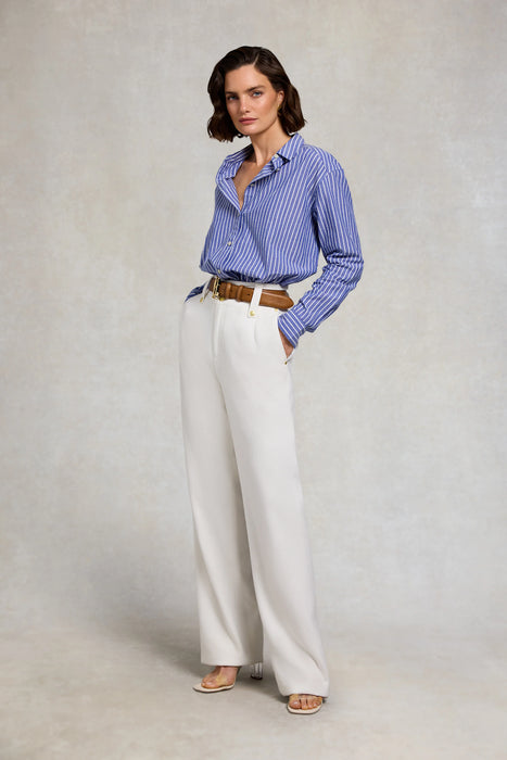 (Holland Cooper) Athena Shirt - Dusty Blue Stripe (Women's)