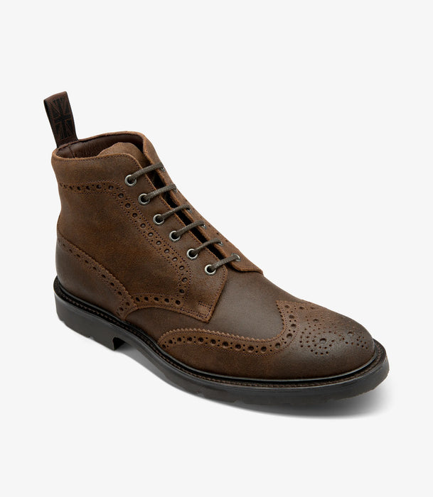 (Loake) Bude Brogue Boot - Brown Rough-Out Suede (Men's)