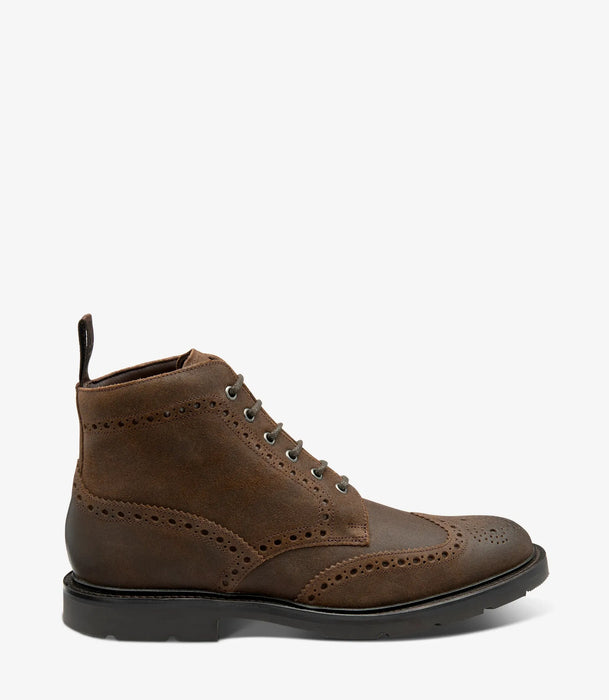(Loake) Bude Brogue Boot - Brown Rough-Out Suede (Men's)