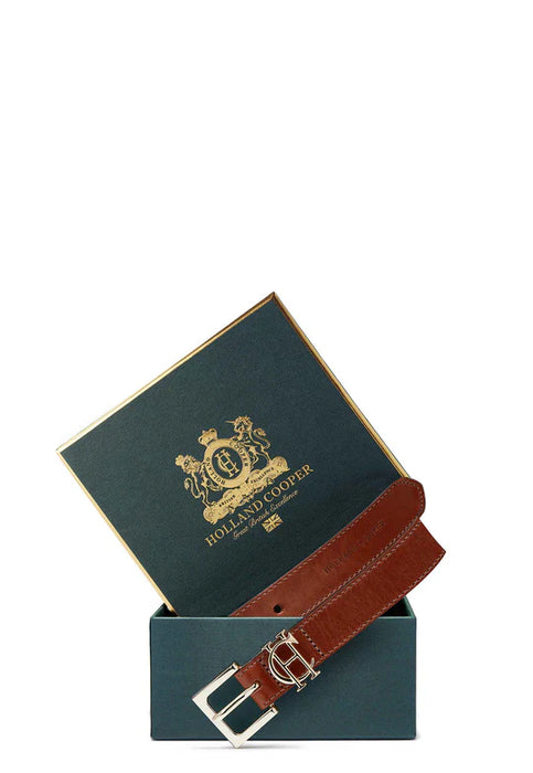 (Holland Cooper) HC Logo Slim Belt - Tan (Women's)