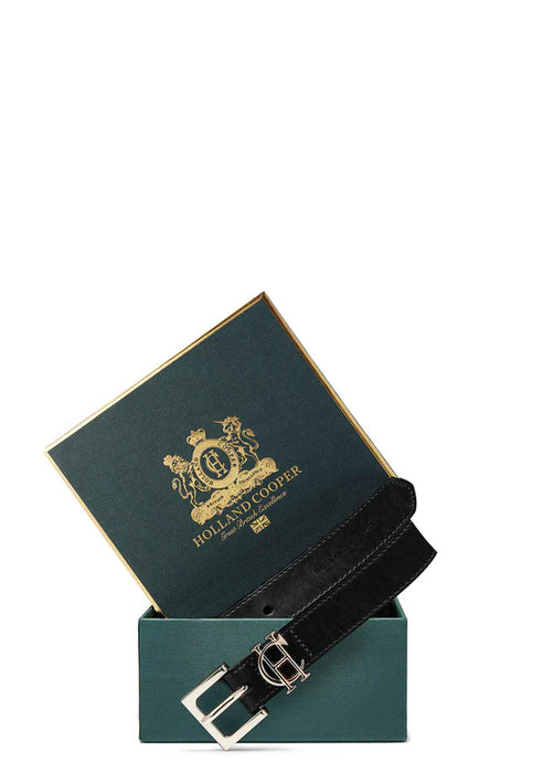 (Holland Cooper) HC Logo Slim Belt - Black (Women's)