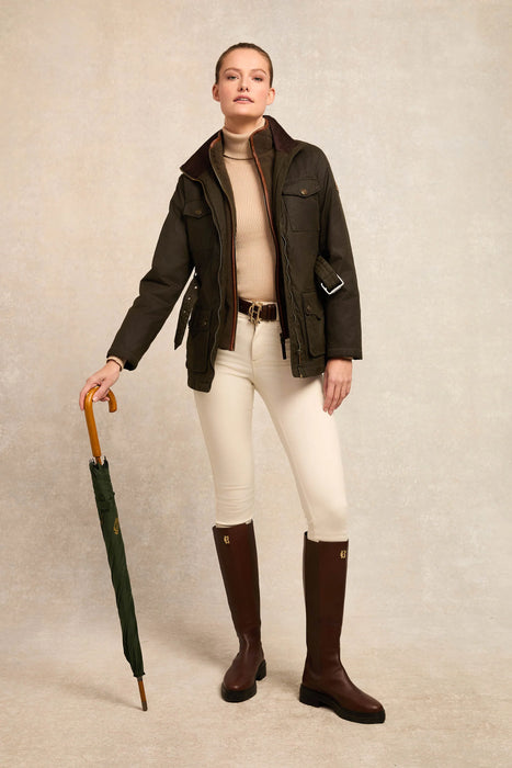 (Holland Cooper) Belted Waxed Jacket (Women's)