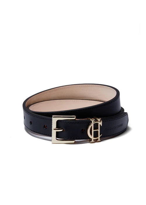 (Holland Cooper) HC Logo Slim Belt - Black (Women's)