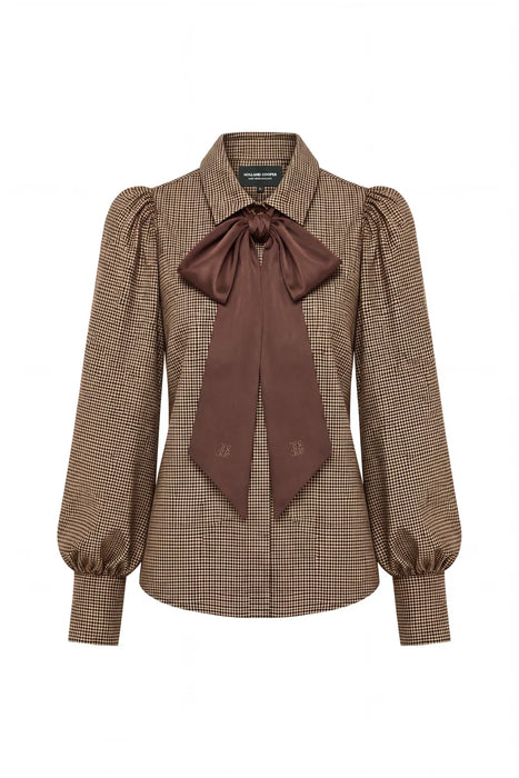 (Holland Cooper) Burford Blouse - Coffee Gingham (Womens)