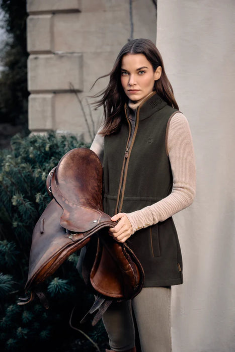 (Holland Cooper) Country Longline Fleece Gilet - Khaki (Women's)