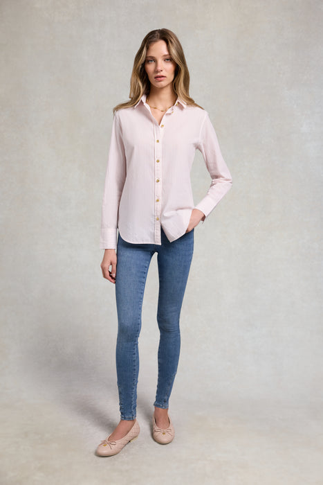 (Holland Cooper) Classic Fit Shirt - Soft Pink Stripe (Women's)