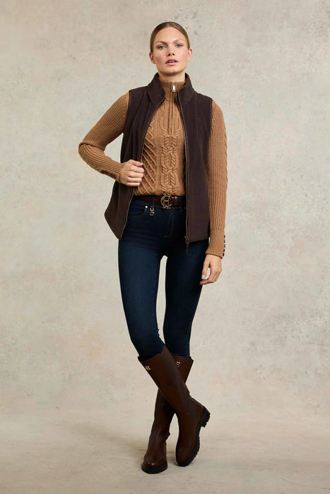 (Holland Cooper) Country Fleece Gilet - Chocolate (Women's)