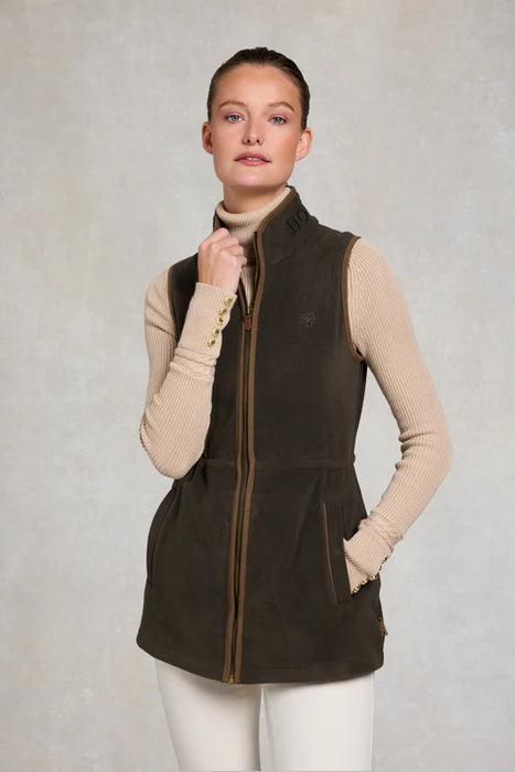 (Holland Cooper) Country Longline Fleece Gilet - Khaki (Women's)