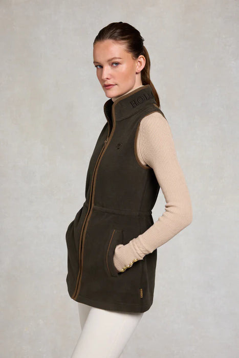 (Holland Cooper) Country Longline Fleece Gilet - Khaki (Women's)